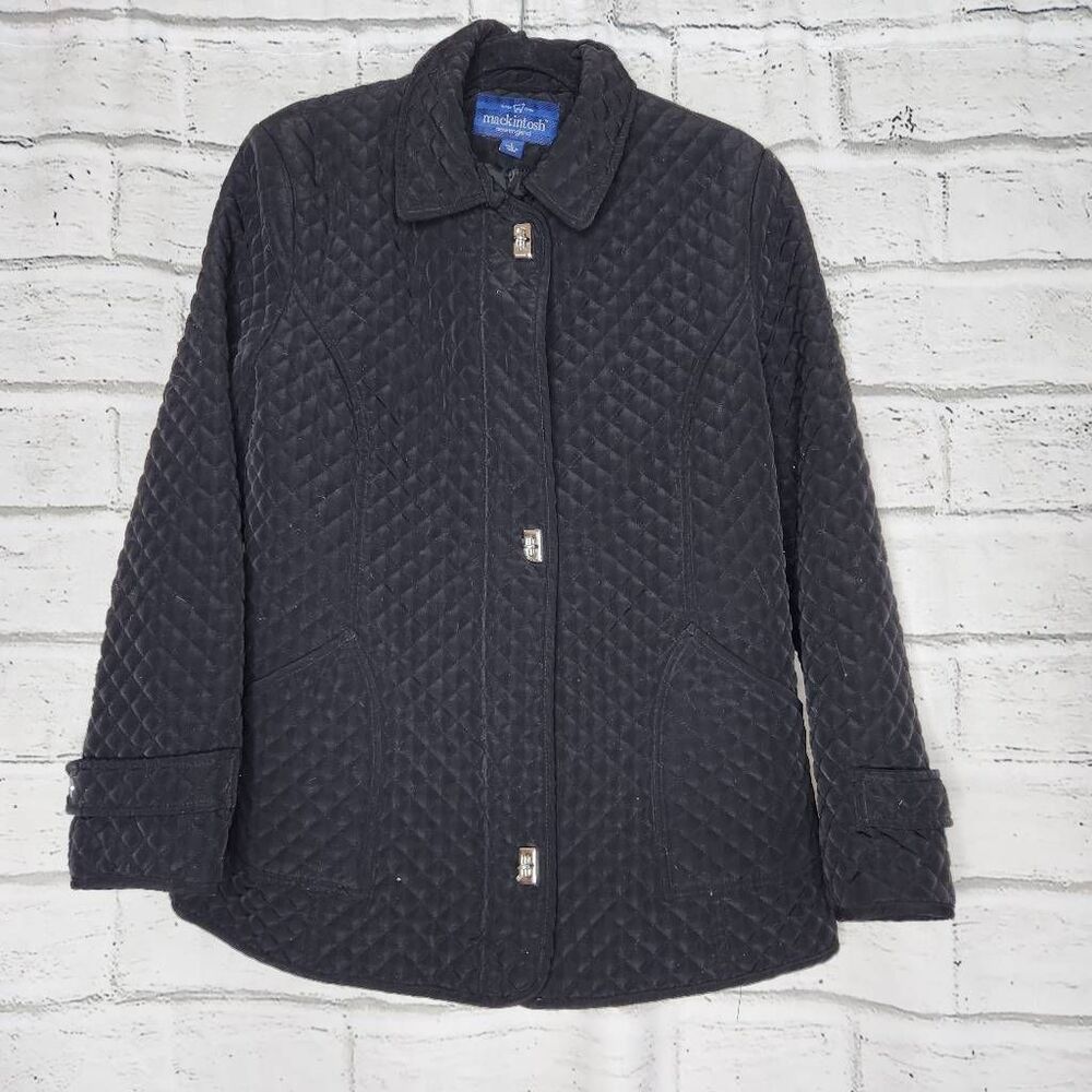 Mackintosh New England Womens Black Quilted Zip Up Toggle Lined Jacket Sz Large